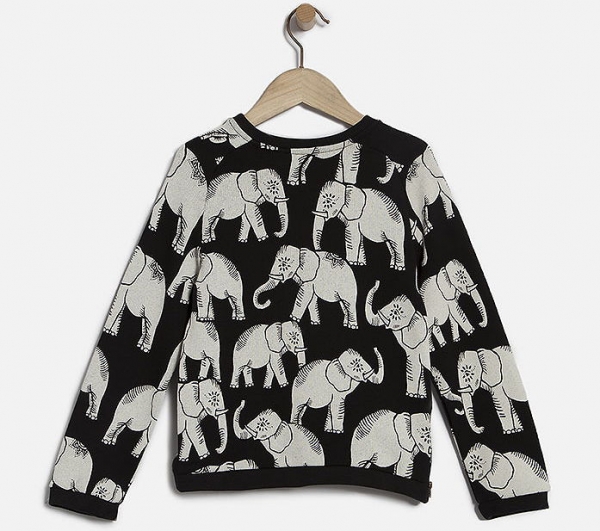 IKKS city black sweatshirt noir imprimé éléphants