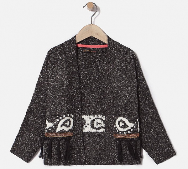 IKKS city black fringed knitted cardigan noir