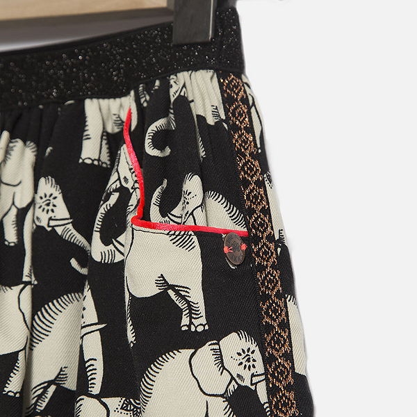 IKKS city black skirt noir imprimé éléphant