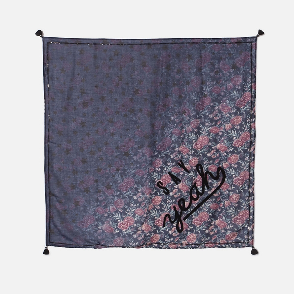 WAY by IKKS Not Serious Sternen-Blüten Tuch navy