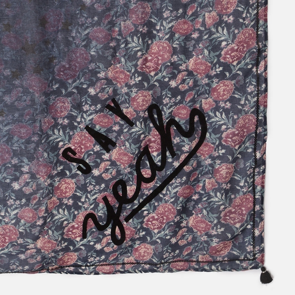 WAY by IKKS Not Serious Sternen-Blüten Tuch navy