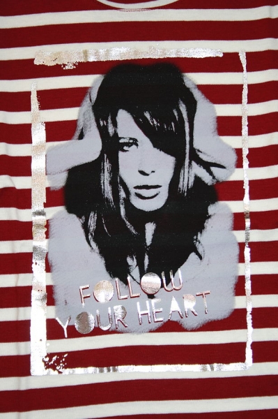 Geisha striped longsleeve burgundy/offwhite