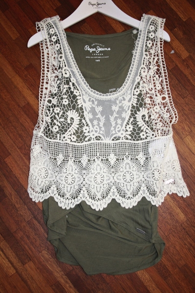 Pepe Jeans Teen cropped lace top Tessa ecru