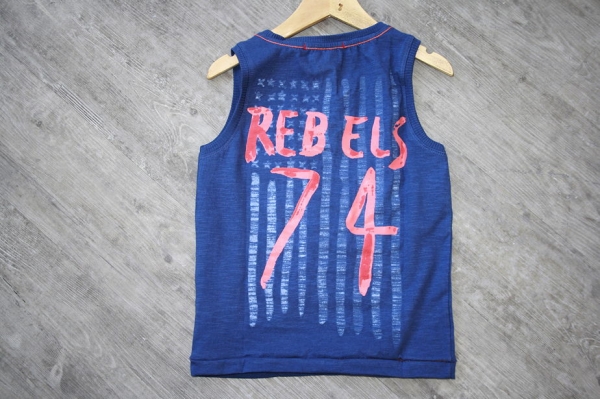 Blue Rebel spot on boys tanktop/singlet royal