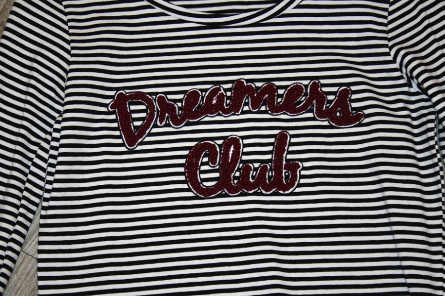 Geisha stripy longsleeve "Dreamers Club" black/white