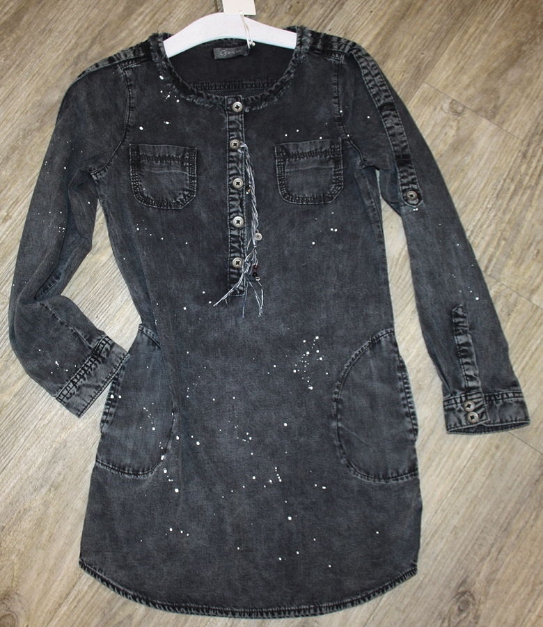 Geisha tunic dress black denim bleached