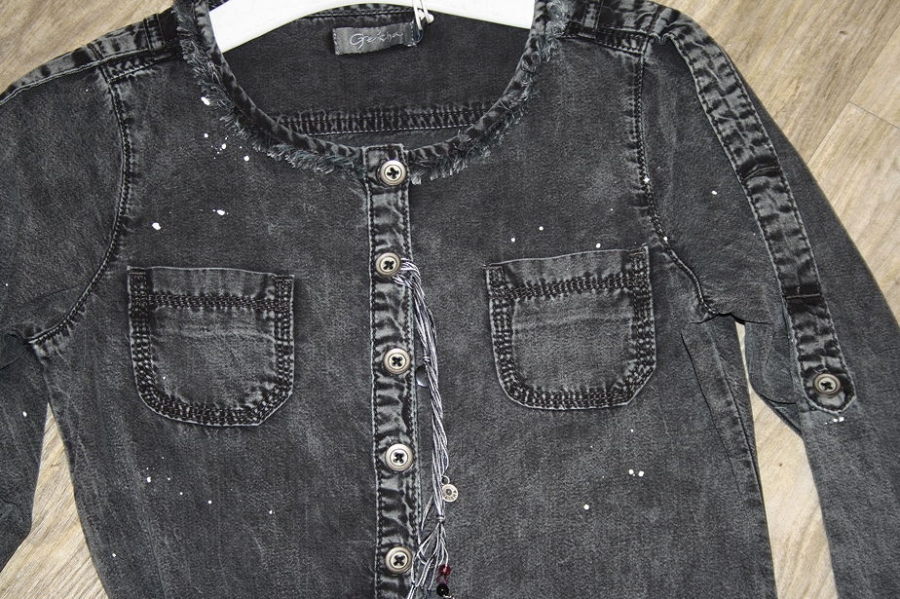 Geisha tunic dress black denim bleached