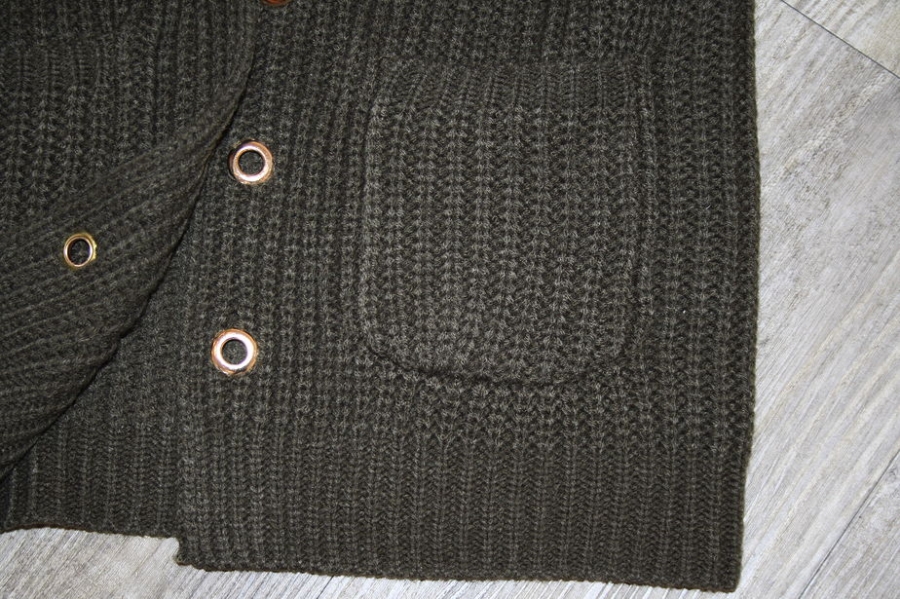 Geisha hooded knitted long cardigan army