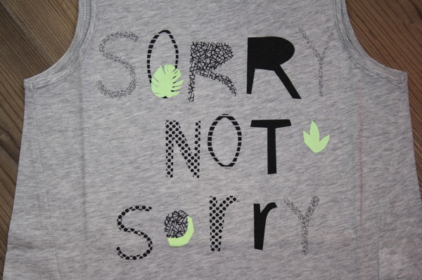 Sorry4theMess ärmelloses Top "Sorry" gris chiné moyen