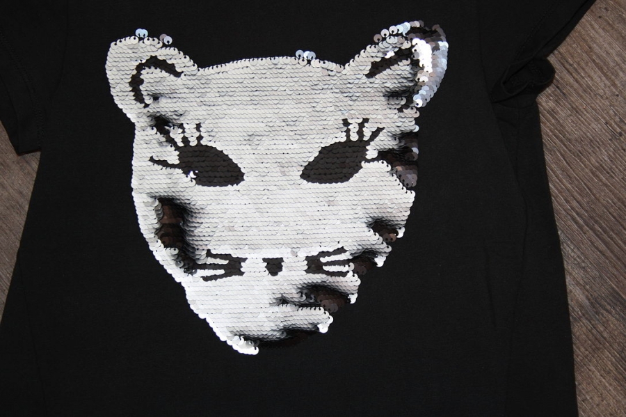 IKKS city black reversible sequins t-shirt noir