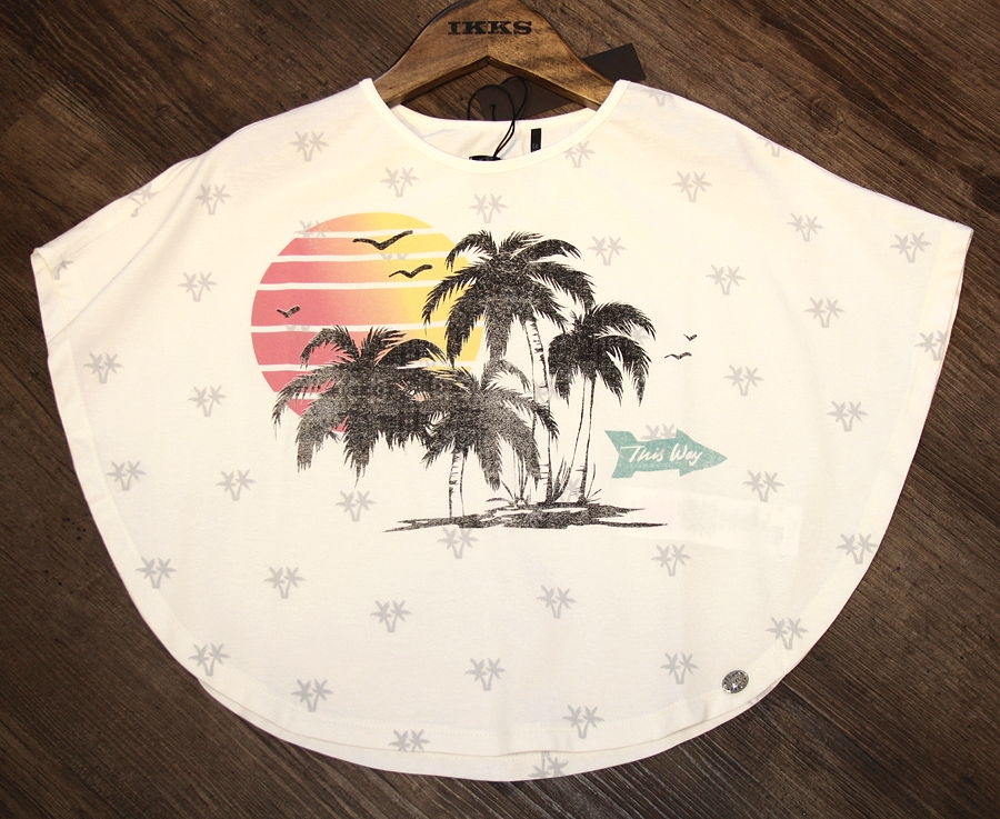 IKKS Plein Ete poncho t-shirt blanc cassé