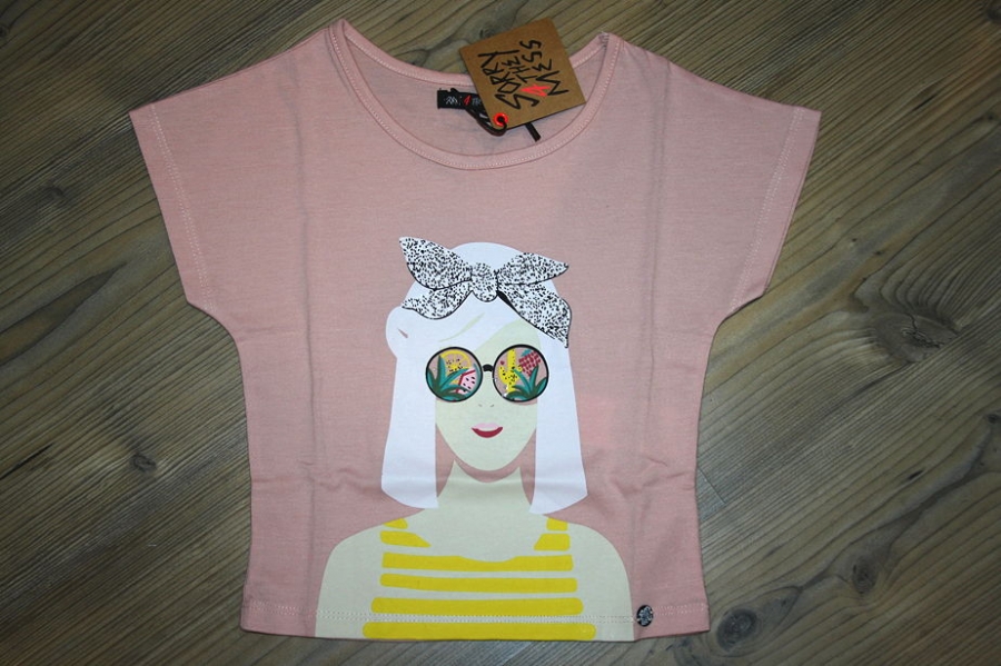 Sorry4theMess t-shirt "sunglasses" rose poudré
