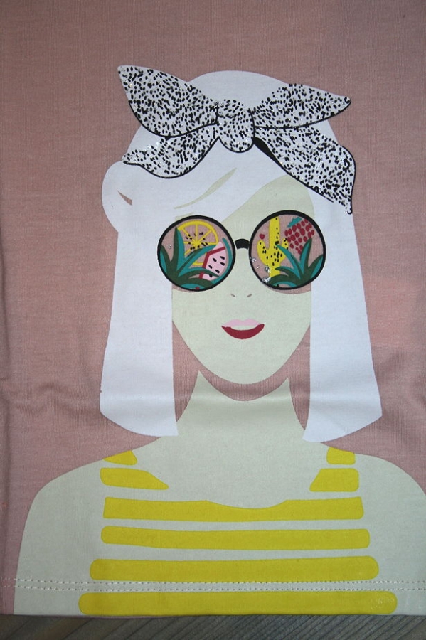 Sorry4theMess t-shirt "sunglasses" rose poudré