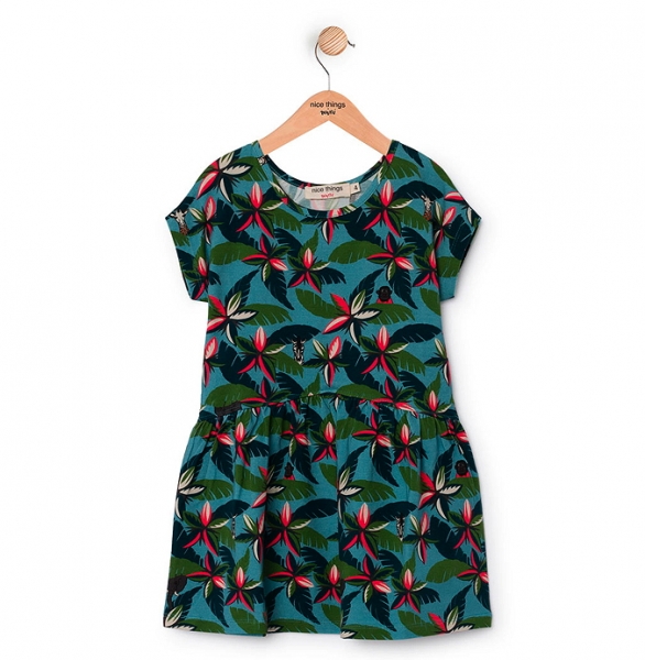 nice things jerseydress "Crazy Jungle" aquamarine