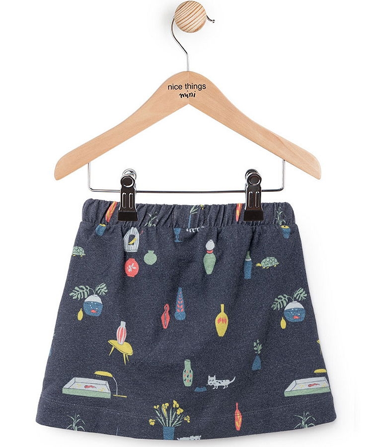 nice things short jerseyskirt "Mascottes Print" navy