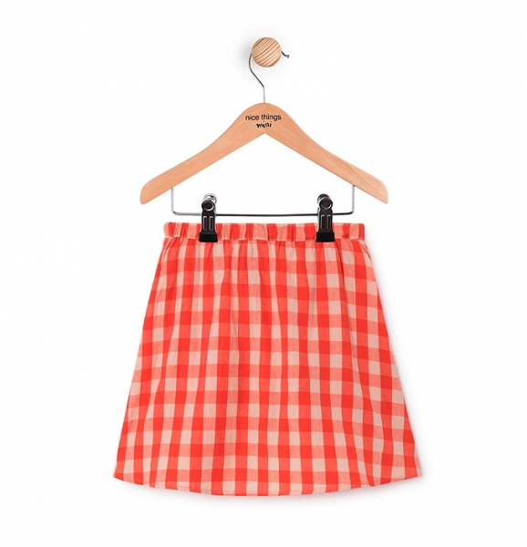 nice things checked skirt cuadros vichy intense orange