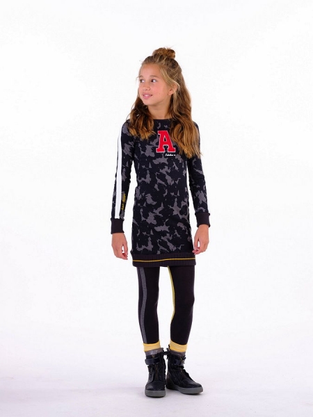 Ninni Vi longsleeved jerseydress "A" AOP grey