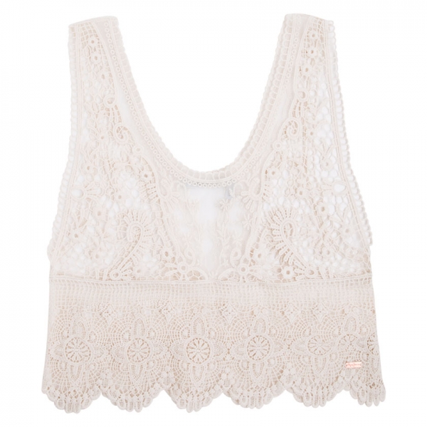 Pepe Jeans Teen cropped lace top Tessa ecru
