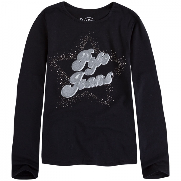 Pepe Jeans logo longsleeve "star" Claris JR black