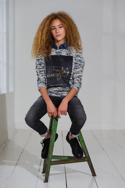 Geisha knitted pull/sweat "NEW YORK" grey melange