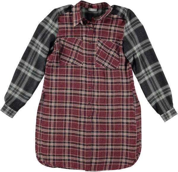 Geisha tunic/long blouse grey/burgundy