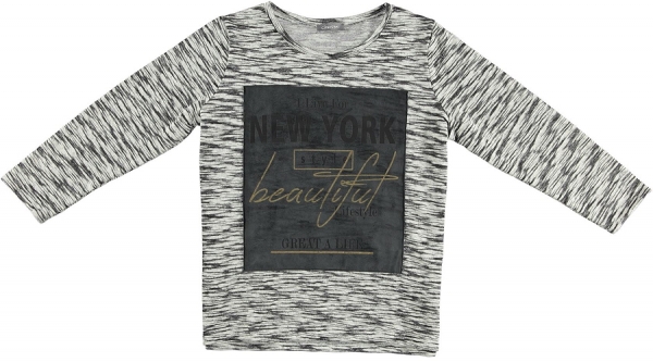 Geisha knitted pull/sweat "NEW YORK" grey melange