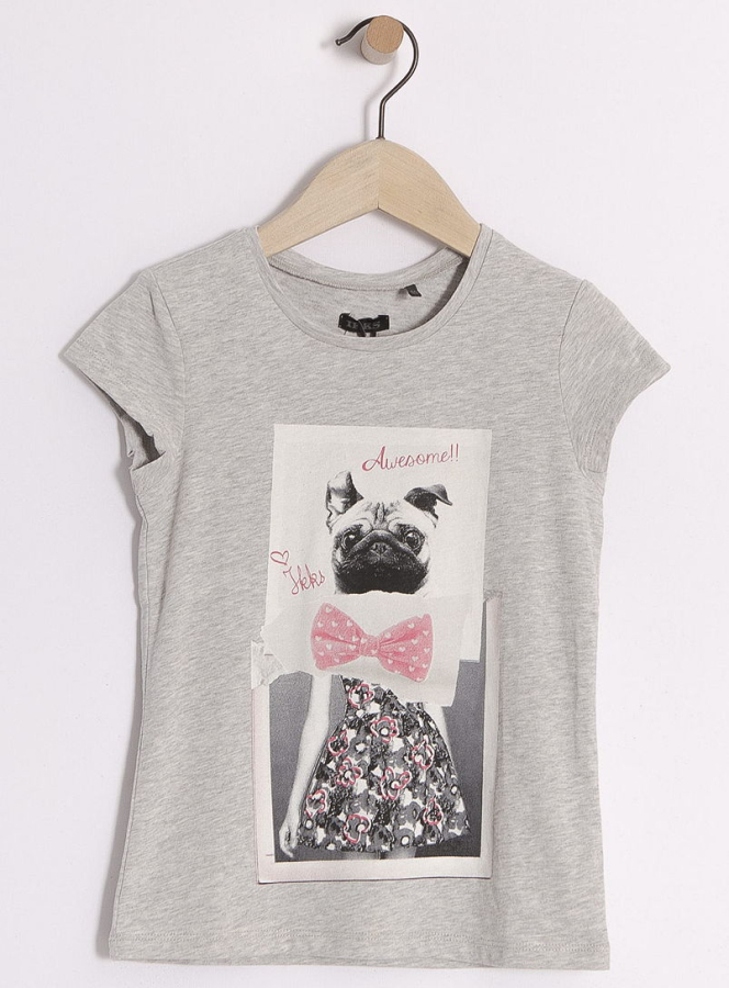 IKKS city road t-shirt "Kiss from NYC" gris chiné clair