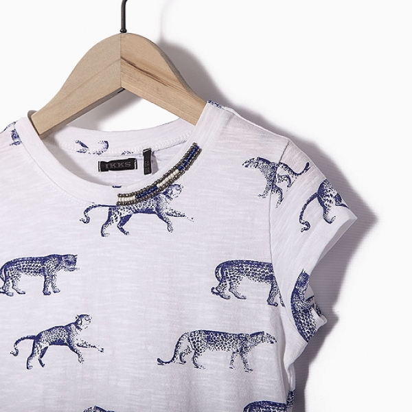 IKKS cargo t-shirt leopard blanc optique