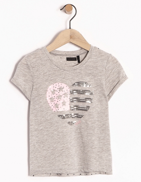 IKKS back to summer t-shirt "heart" gris clair chiné