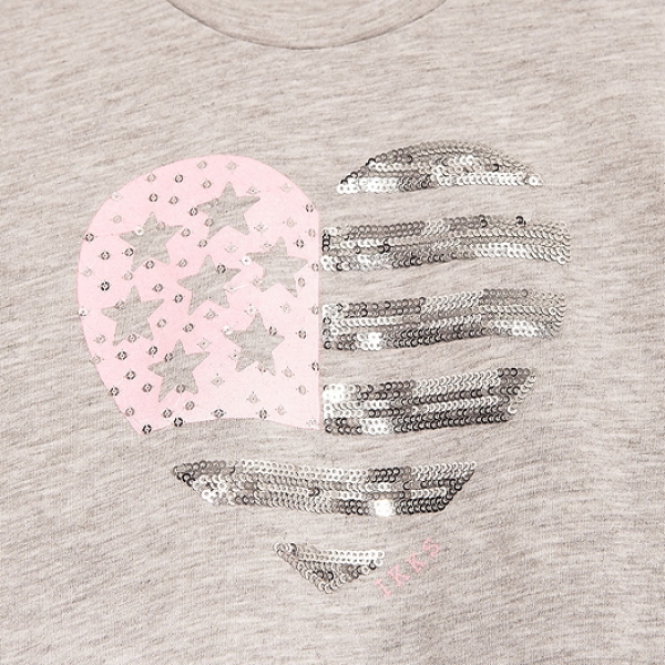 IKKS back to summer t-shirt "heart" gris clair chiné