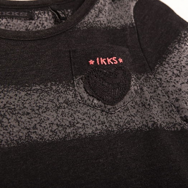 IKKS distri kurzärmeliges Materialmixkleid noir