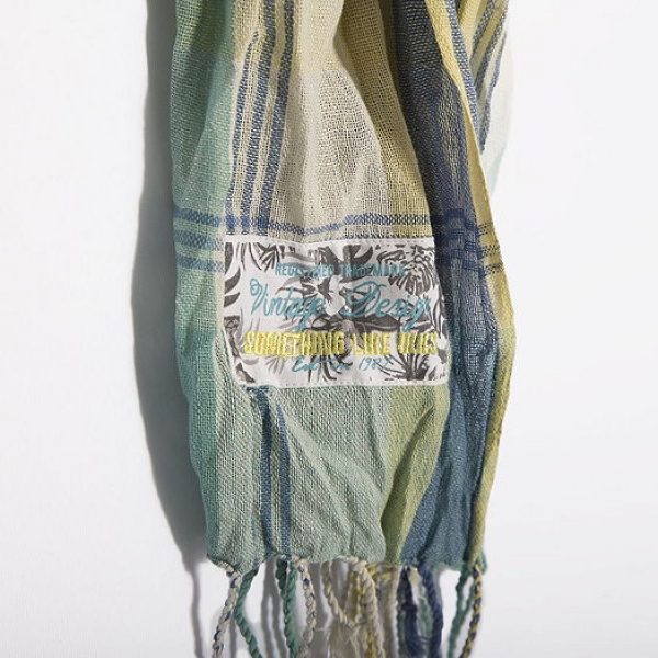 IKKS garcon Laundry fringed scarf carreaux bleu