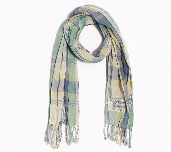 IKKS garcon Laundry fringed scarf carreaux bleu