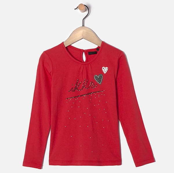IKKS city black Langarmshirt "Herz" rouge lipstick ---nur noch Größe 4a/104---