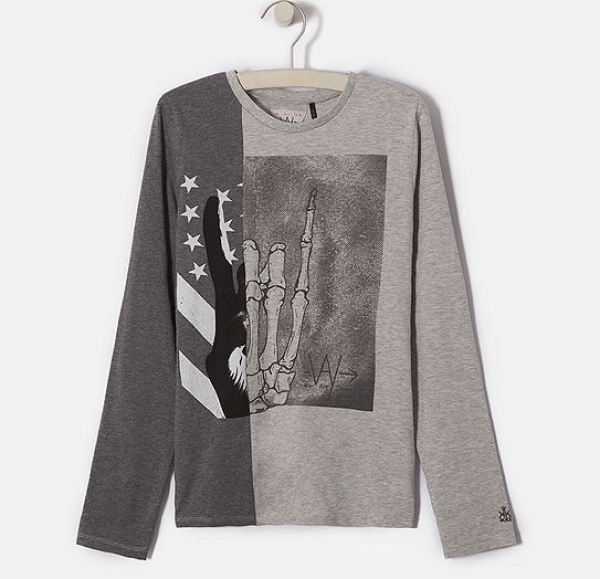 WAY by IKKS garcon College Rock longsleeve gris chiné ---size M/16y left only---