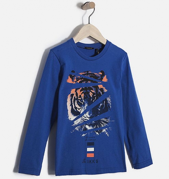 IKKS garcon electrik blue longsleeve tiger bleu roi