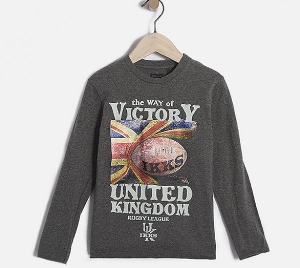 IKKS garcon electrik blue longsleeve "Rugby League" anthracite chiné