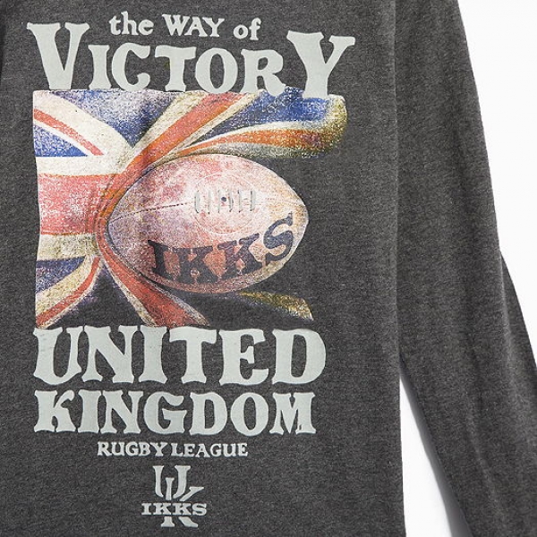 IKKS garcon electrik blue longsleeve "Rugby League" anthracite chiné