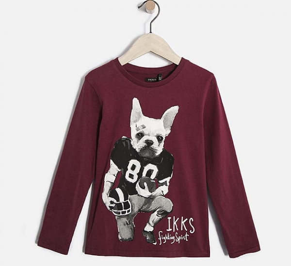 IKKS garcon electrik blue dog-motiv longsleeve rouge foncé