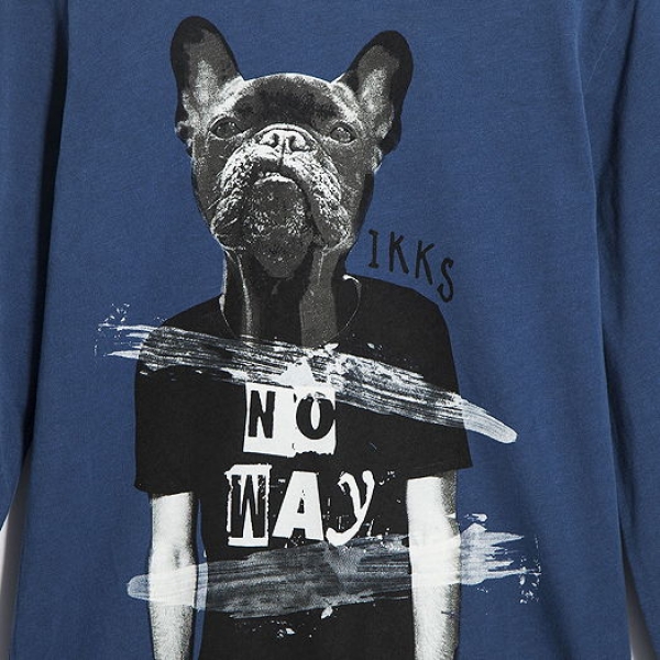 IKKS garcon electrik blue dog-motiv longsleeve indigo