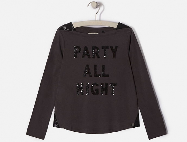 WAY by IKKS Girl Gang Game glamour top anthracite bis ---size S/14y left only---