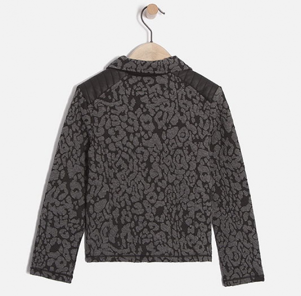 IKKS city black biker-cardigan gris chiné leopard