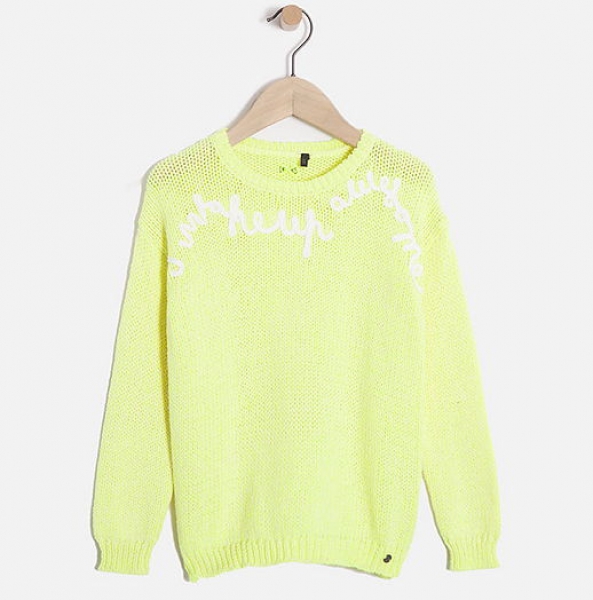 IKKS Neon Bitume knitted pullover jaune fluo