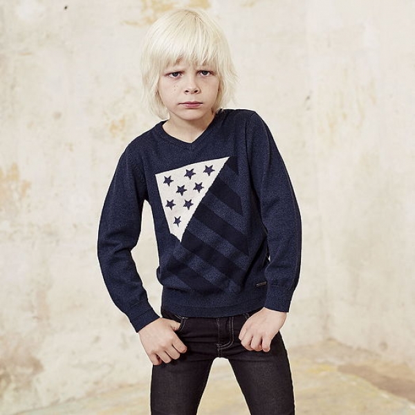 IKKS garcon electrik blue knitted pullover indigo