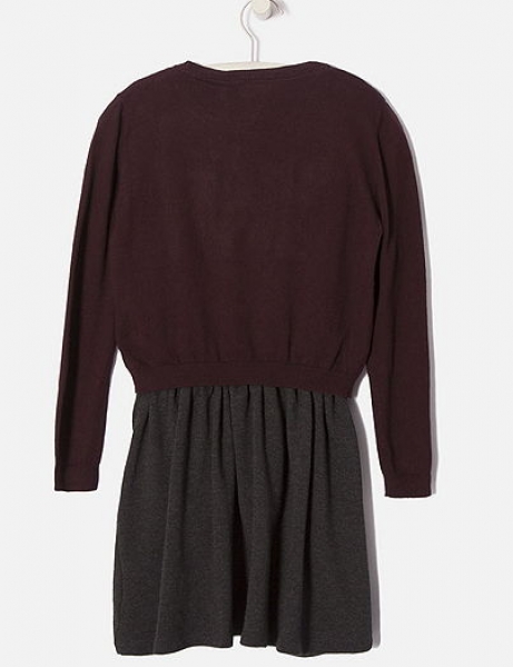 WAY by IKKS Campus 2in1 dress "YOU" lie de vin/anthracite