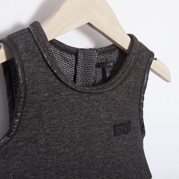 IKKS city black sleeveless cotton fleece dress noir