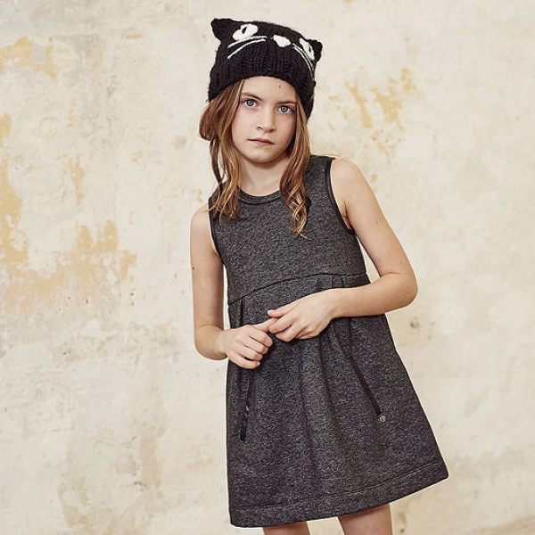 IKKS city black sleeveless cotton fleece dress noir
