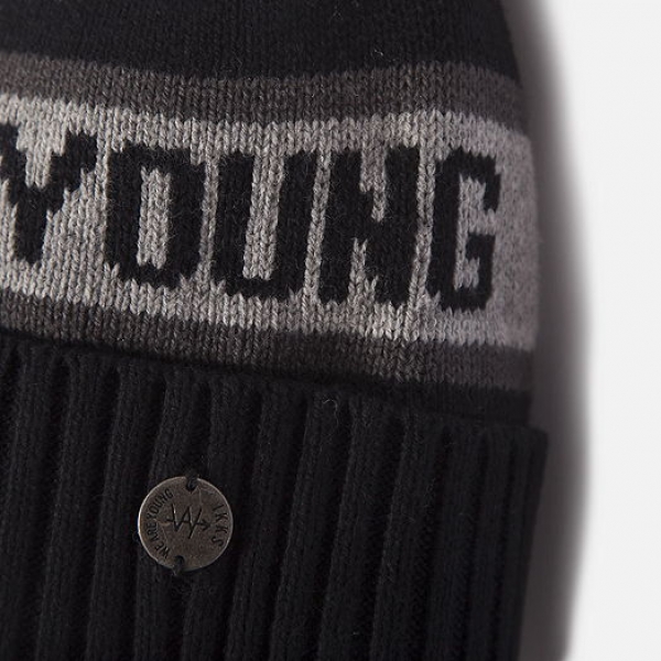 WAY by IKKS garcon College Rock pompom logo hat noir