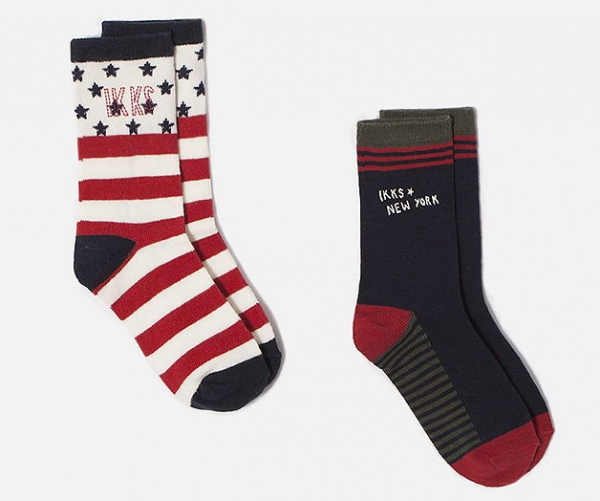 IKKS garcon cargo chic pack of 2 socks marine-drapeau