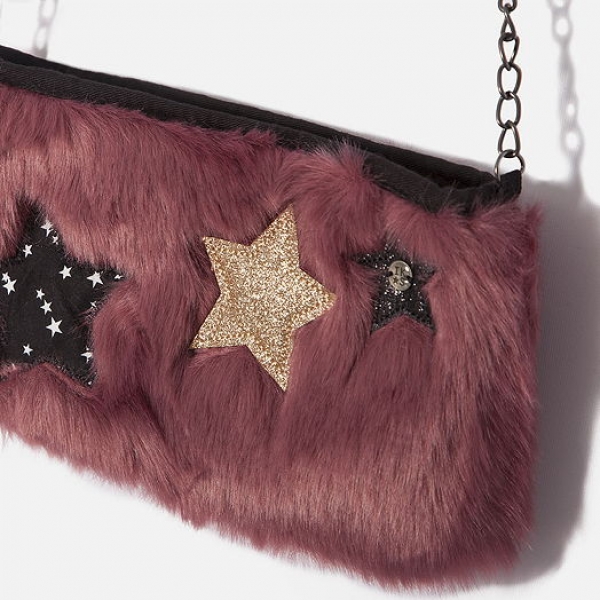 IKKS Nomade Chic fake fur bag dusty rose ---NEW---